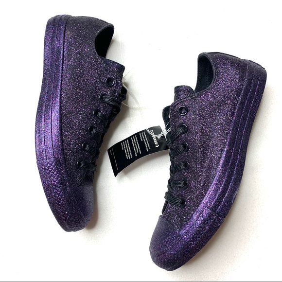 womens converse purple all star glitter ox trainers